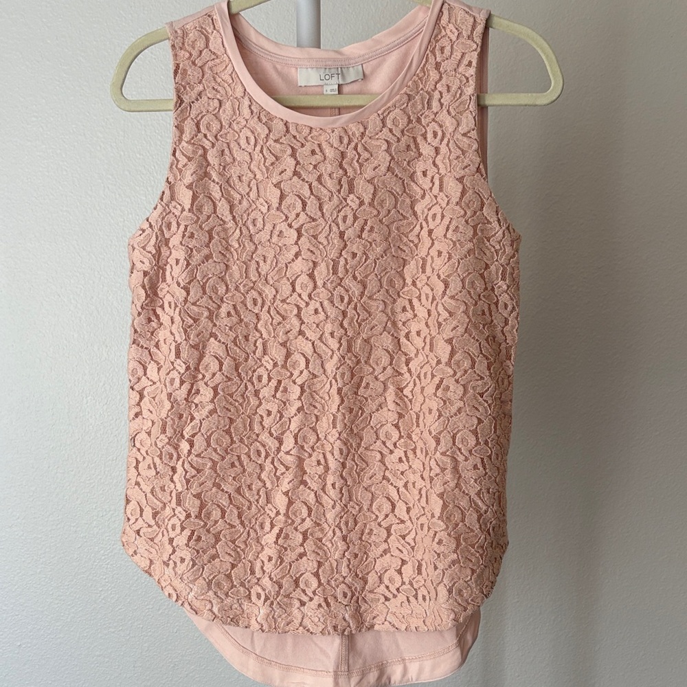 LOFT Blush Lace Tank Top nwt